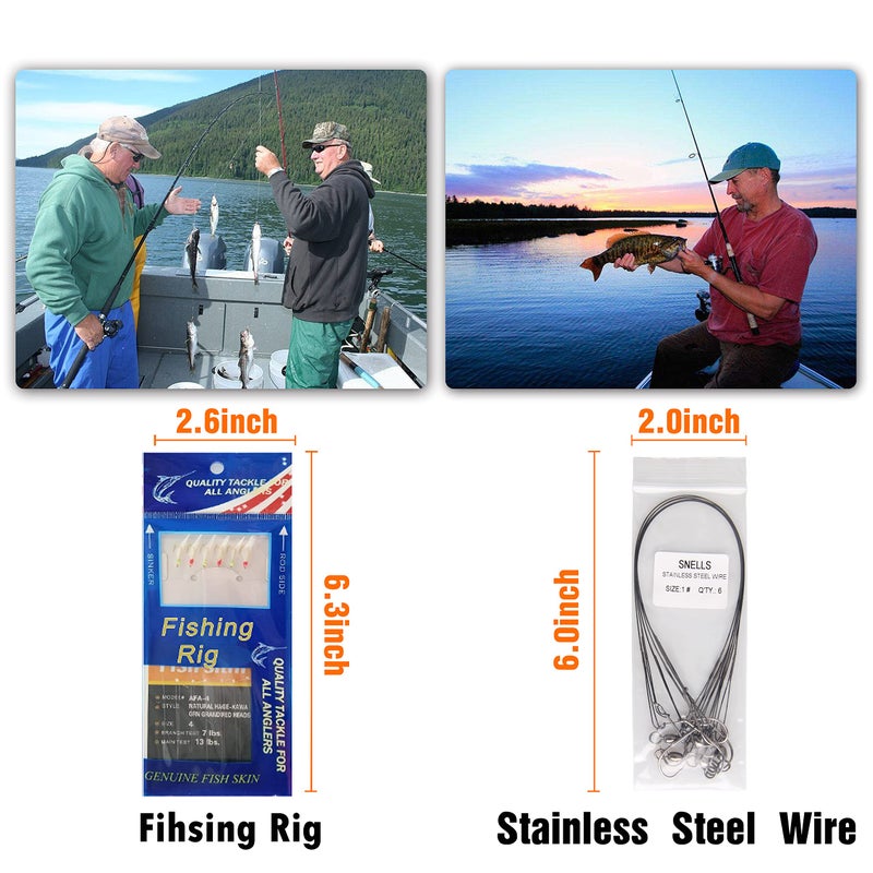 Shaddock Fishing Saltwater Fishing Tackle Kit, Surf Fishing Gear Set Includes Saltwater Lures, Bait Rigs, Swivel, Hooks, Sinkers Weights, Wire Leaders Various Accessories, 157pcs Kit - Image 2